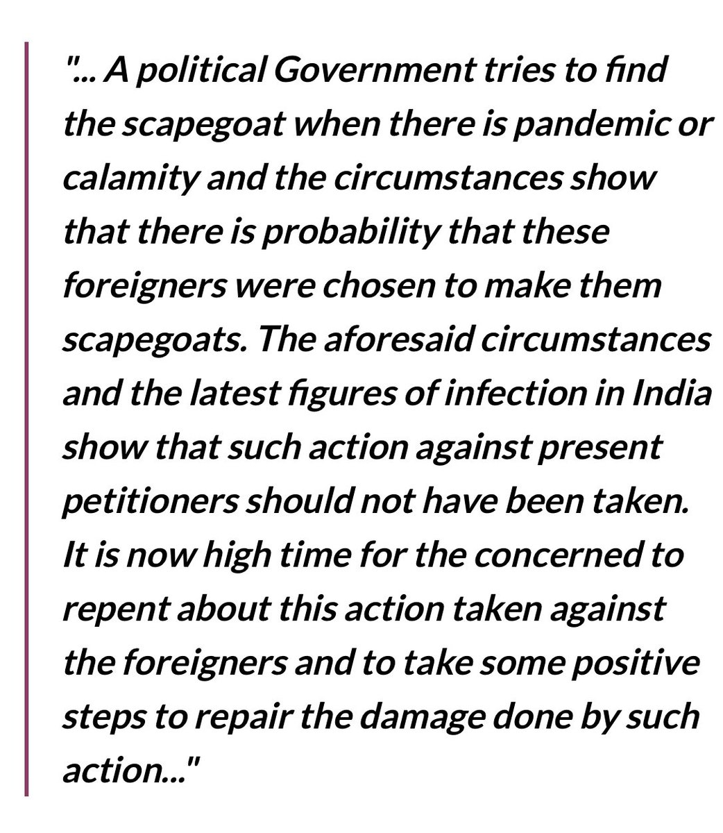 Slamming the government for charging the petitioners on the presumption that they were already infected, and for the propaganda against the attendees of the markaz at Delhi, Justice TV Nalawade stated:  @CMOMaharashtra  @OfficeofUT  #TablighiJamaat