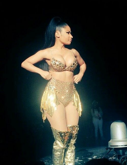 Nicki Minaj in a golden outfit