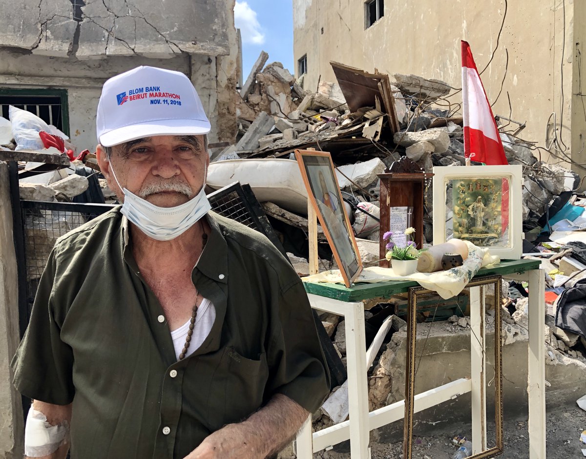 ZahraHankir's tweet photo. Elie Halabi, an elderly man who has lived in Mdawar (near Karantina) his entire life, lost his sister-in-law &amp; home in the #BeirutBlast. He is now homeless &amp; asked me to tell his story. I was so moved by his words that I've written them all up here: https://t.co/u2GWPcrgDe https://t.co/lIbQMnD8YN