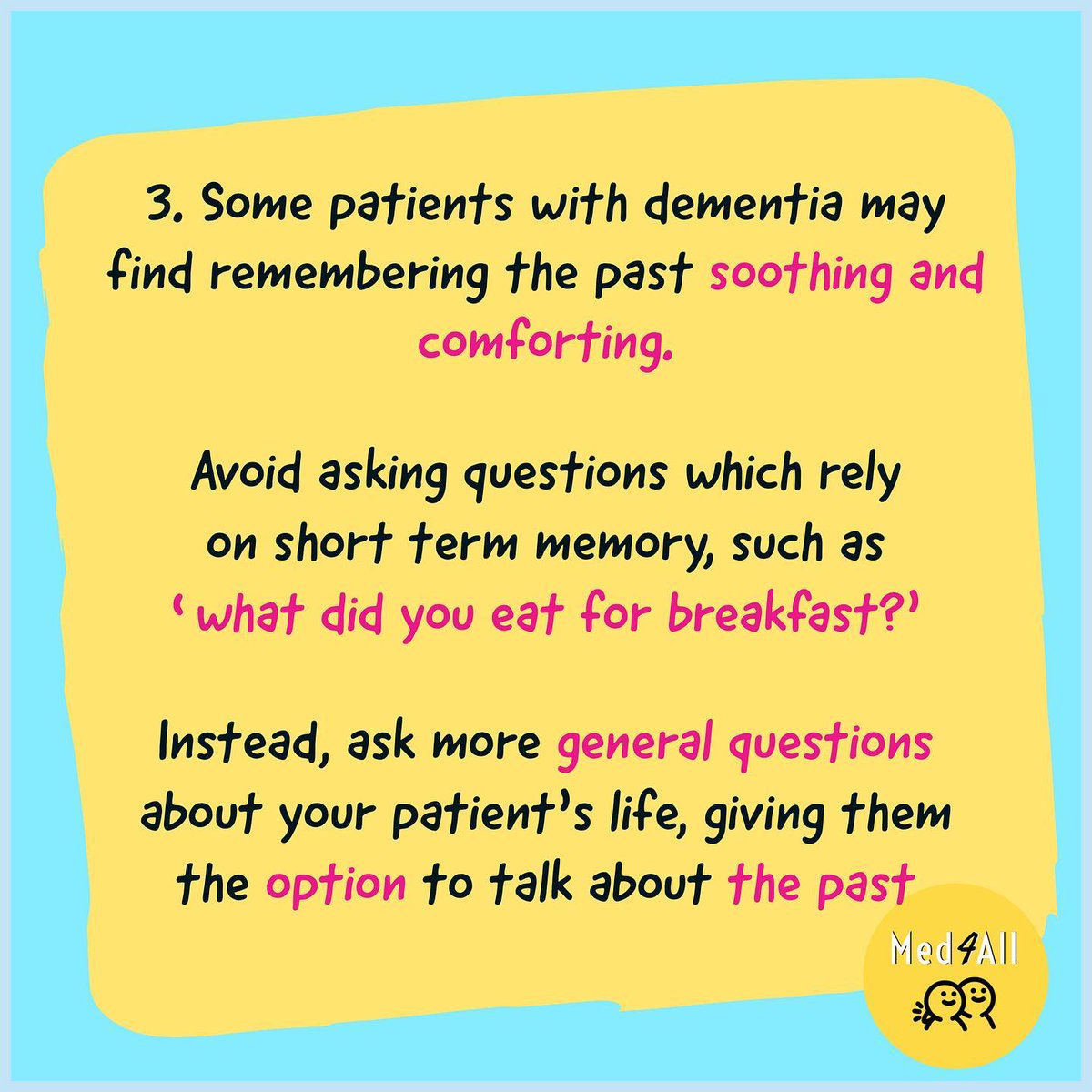 We’ve put together a few more tips for supporting patients with Dementia 💡

We think these are really helpful and valuable for improving patient care!

Information from: Family Caregiver Alliance

📸 instagram.com/p/CEMMX1EBb3S/ via tweet.photo