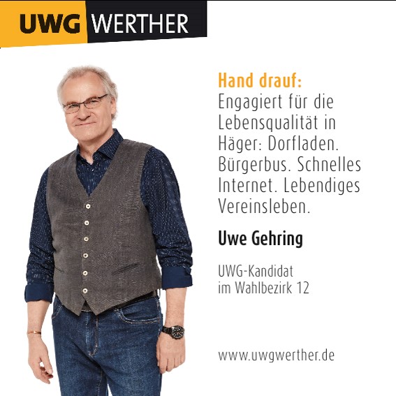 Es hat sich bewährt, dass Fraktionen bei der Kommunalwahl nicht einen kompletten Personalwechsel vornehmen. Eine Mischung aus Erfahrung und frischem Engagement ist ideal. Deshalb stehe ich für eine weitere Ratsperiode zur Verfügung. #uwgwerther #wertherwestfalen #kommunalwahl