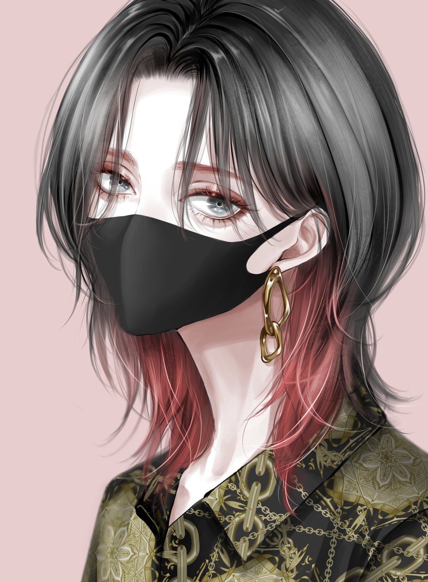 黒マスクが似合う女子 Yunokiのイラスト