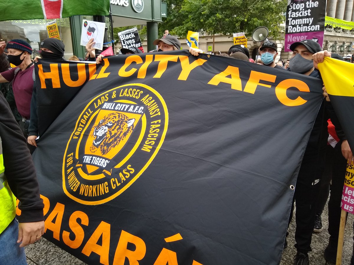 Our demonstration is being support by real football fans against the far right. Upholding Brian Clough' honour in fighting racism.