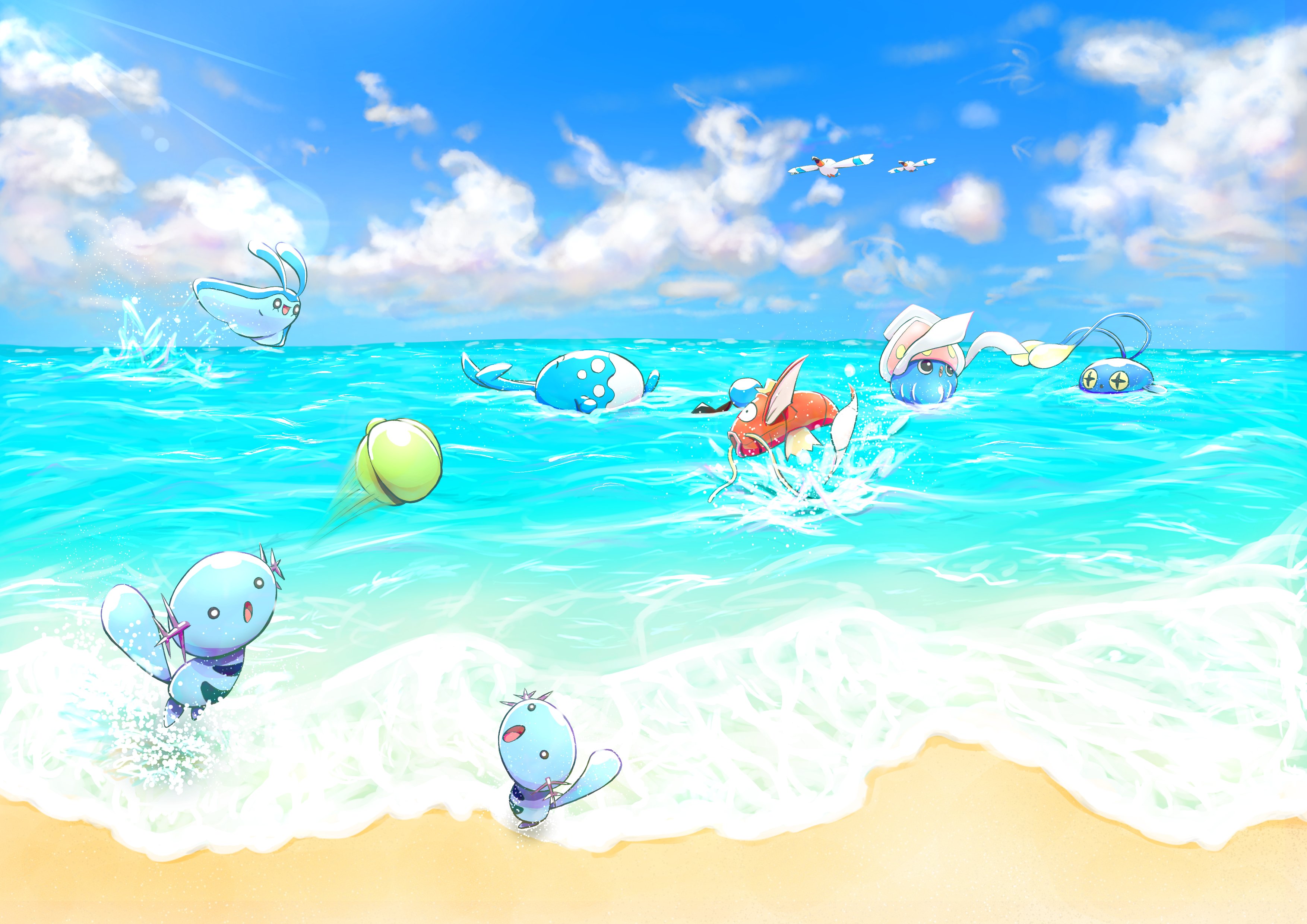 Twitter 上的 Lily 水ポケモンのいる風景 夏っぽいイラストが描きたかったので描きました これ見て少しでも夏の気分を味わってもらえるといいですね T Co Gatfnmwxuj Twitter