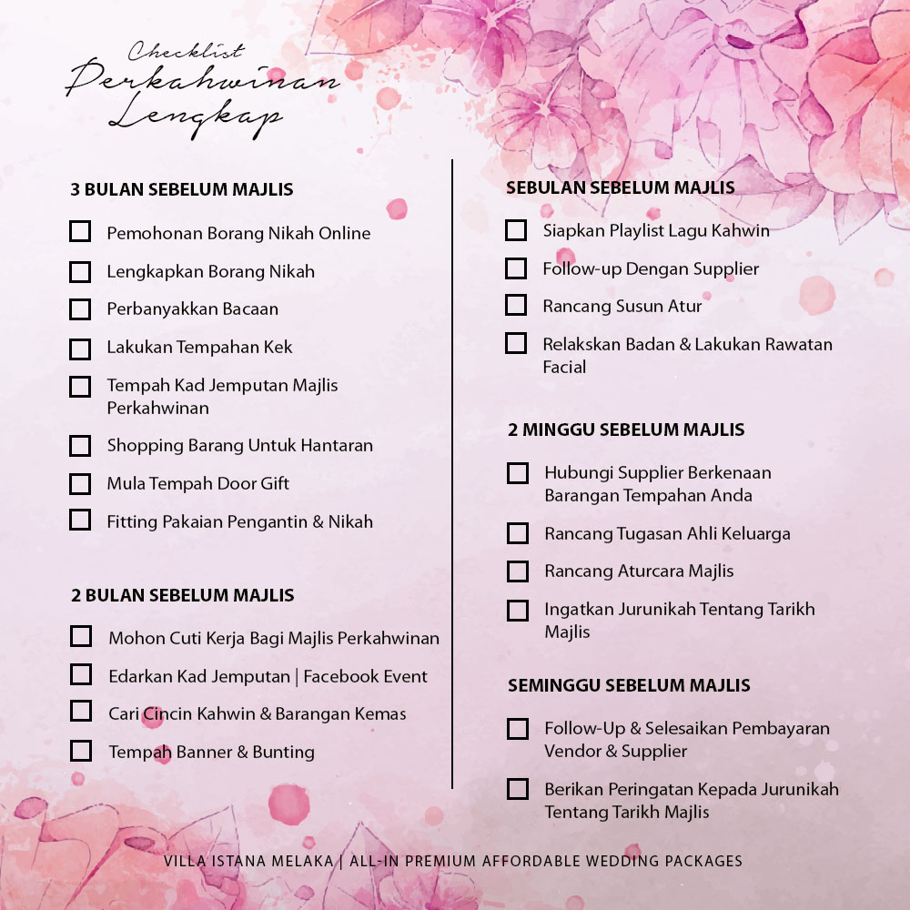 Checklist Majlis Perkahwinan - Wadectz