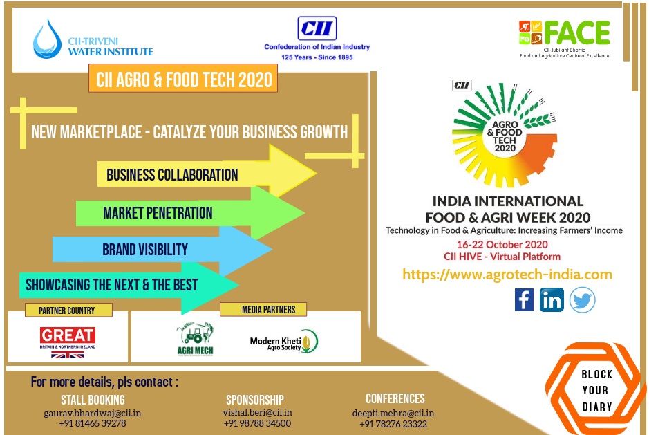 ciiagrotech's tweet photo. New Marketplace - Catalyze Your Business Growth".
#CII #Agro &amp; #Food Tech 2020: 16 - 22 October 2020 through CII Hive- Virtual Platform.
▶️Click here to participate: https://t.co/gJgyIS2bfR
#farmtech #milkcart #dairycart #goodearth #cropnutrition @cii_face @FollowCII @cii4nr https://t.co/TXifNweleN