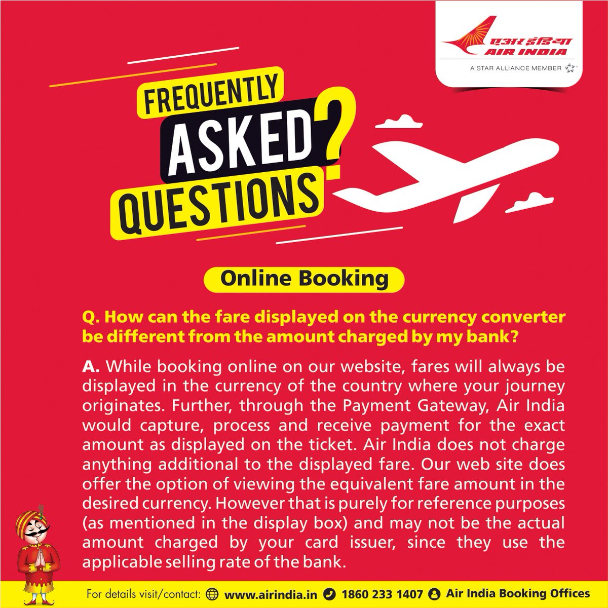 airindia's tweet photo. #FlyAI: For all your queries related to online booking , kindly click on the link https://t.co/2t4H8Y4K1u https://t.co/6aEL4B1nUN