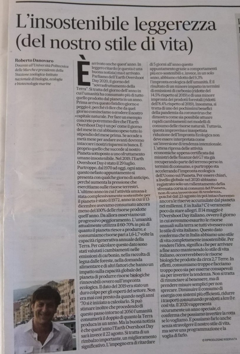 r_danovaro's tweet photo. L'Uomo consuma più di tutto quello che la terra produce ogni anno. Da oggi siamo in debito ed eroderemo il Capitale naturale prodotto dalla Natura in millenni. Nel 2020, si inverte la tendenza osservata dal 1970, frutto della pausa COVID19, ma ora dobbiamo mantenere questa rotta https://t.co/6G5e1rxCmW