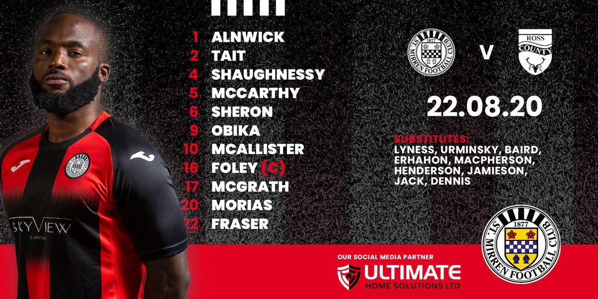 saintmirrenfc's tweet image. Today's #SMFC starting line-up for our Scottish Premiership match against Ross County #COYS ⚫️⚪️⚫️

At the request of referee Mike Roncone Saints will line-up in their away strip this afternoon.
