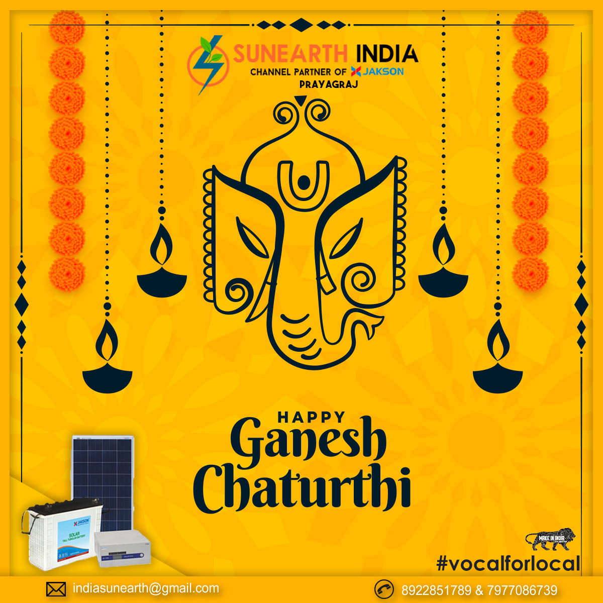 SunearthI's tweet photo. गणपति बप्पा मोरिया! Happy Ganesh Chaturthi. 
May lord Ganesha bless you with all the Riddhi and Siddhi. 
Choose SUNEARTH India and save on bills.
#GaneshaChaturthi2020
#GanapathiBappaMoriya #Solar #solarenergy #GaneshChaturthi https://t.co/Hgz485vEcD