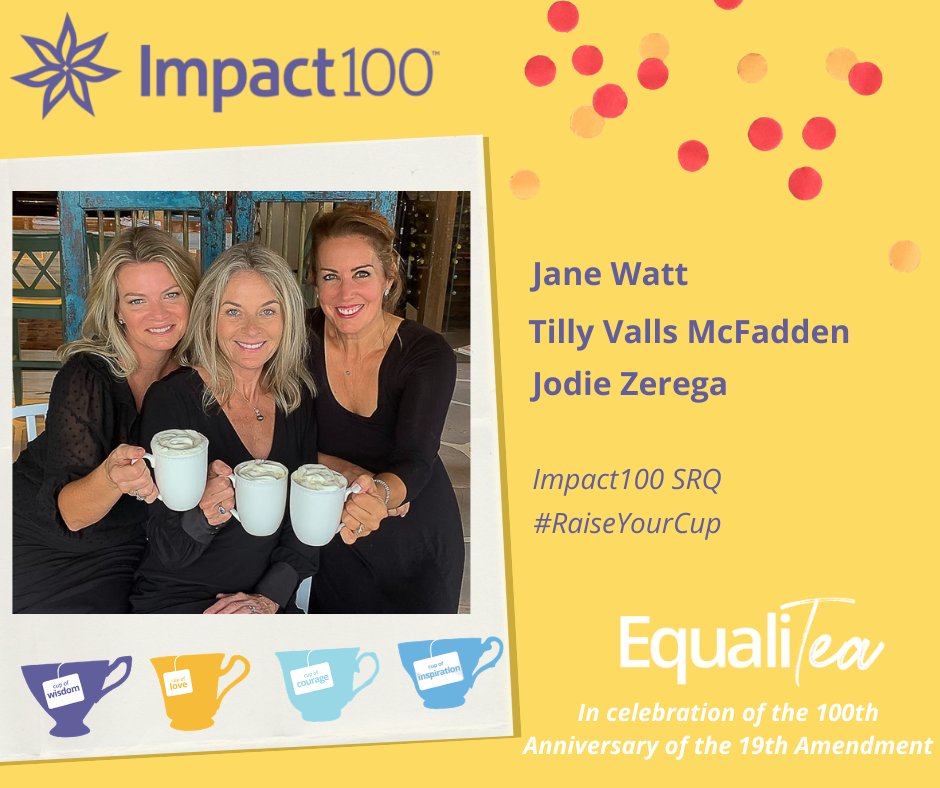 "The strength of a woman can carry the weight of the world 🌎 " - Sarah Pezdek-Smith.

#RaiseYourCup ☕️ with Jane, Tilly, and Jodie from Impact100 SRQ.

#Impact100 #WomenEmpowerment