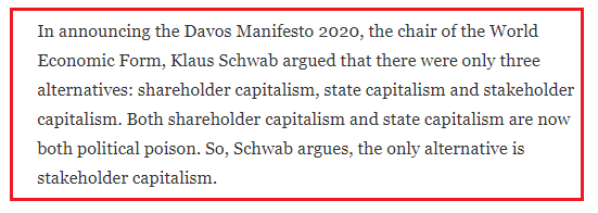 cont'd: "As issues of worker safety, pay & benefits become more central, the agenda of  #stakeholder  #capitalism will gain in relevance & strength."Branding/marketing are critical for  #WEF corporate entities & ruling class - in order to obtain social license.  #BLM  #purpose  #XR