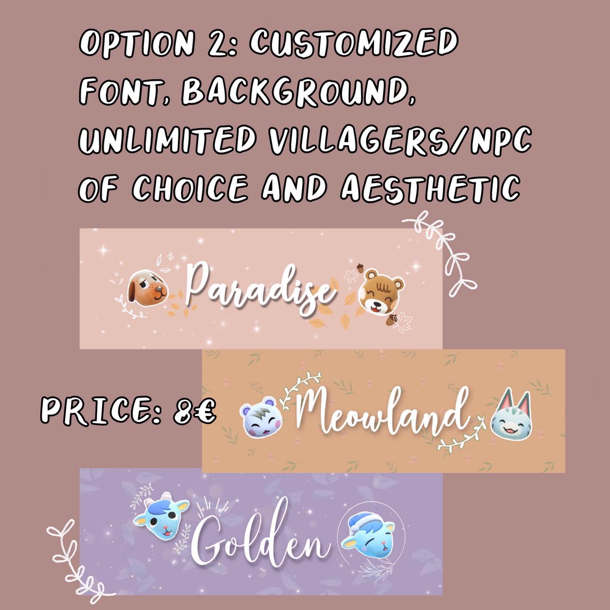 NiaACNH's tweet photo. HEADER COMMS OPEN! I can’t keep up with all the orders and I also need money so I’m opening commissions for the customized headers! Payments are through paypal🌸

Dm me if you’re interested!!

More examples below: https://t.co/QvqSqgtCEW