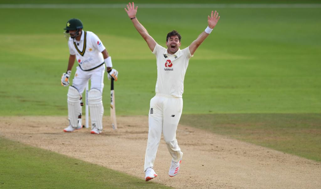 James Anderson sent Pakistan's top three batter back to pavilion before stumps were called on day two. (Credits: Twitter/ICC)