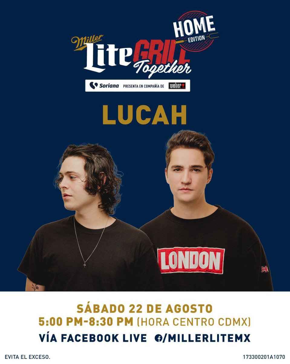 LucahOficial's tweet photo. Se llegó el día del #MillerLiteGrillTogether 🙌🏼.
Nos vemos a las 5:15 (hora de CDMX) para cantar unas rolitas ✨.

Es gratuito y se transmitirá por el Facebook de @MillerLiteMX 🤘🏼.

https://t.co/rrpZjfuhb5 https://t.co/Ys8xDFu4YI