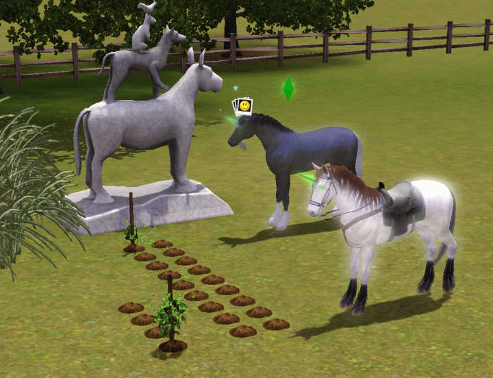 In The Sims 3, every expansion adds a new occult. And in Pets we got Unicorns! They have the same general abilities as horses, with the added benefit of being able to cast several magical spells, such as blessing plants to grow.
