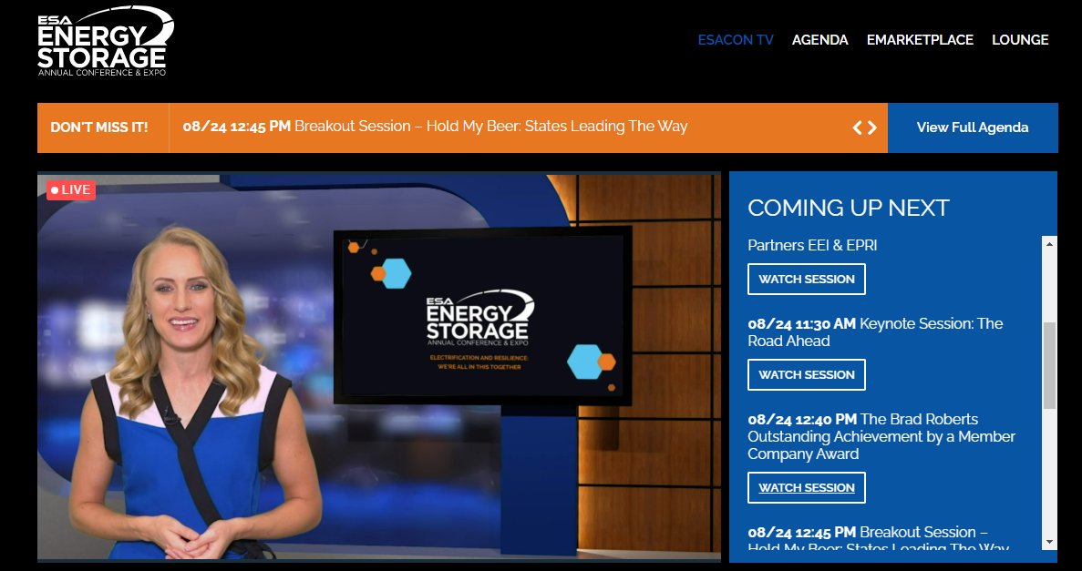 storage_ESA's tweet photo. Excited for #ESACon20 to kick off. Attendees are receiving their logins and exploring the conference platform early. Here's a sneak preview of what the homepage looks like when you logi -, with ESAConTV, the eMarketplace and agenda items at your fingertips. #AllinThisTogether https://t.co/4imH4WhRI5