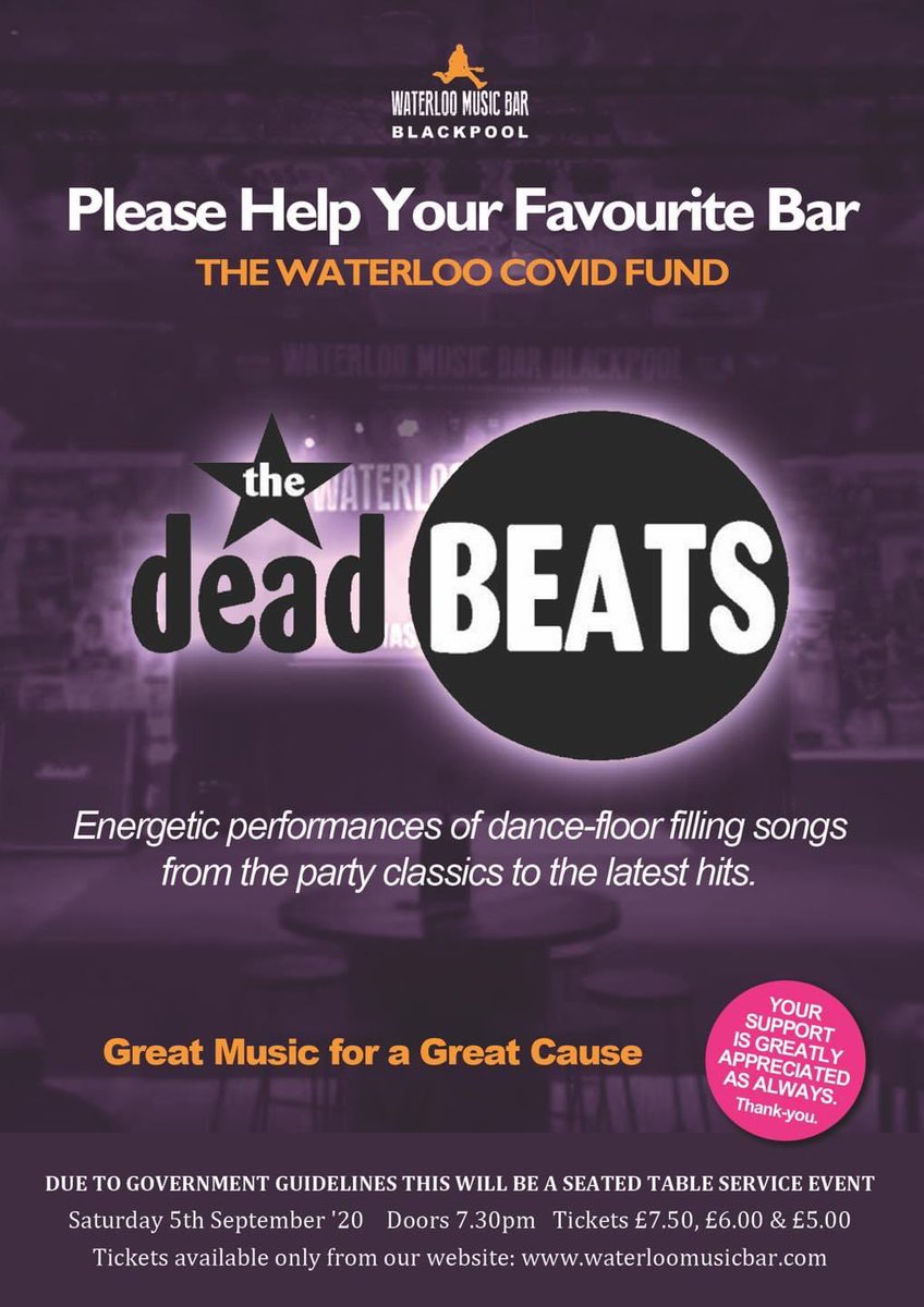 deadbeatsparty's tweet photo. And so we are back! Well fingers crossed that there is no regional lockdown! Thanks to the @TheWaterloo_BPL for organising this in such difficult times and circumstances! #beatthevirus #livemusicforever #partyband #noshouting https://t.co/GFHuSA5c9c
