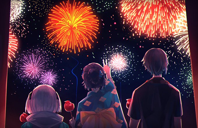 「夜空 夏祭り」のTwitter画像/イラスト(新着)