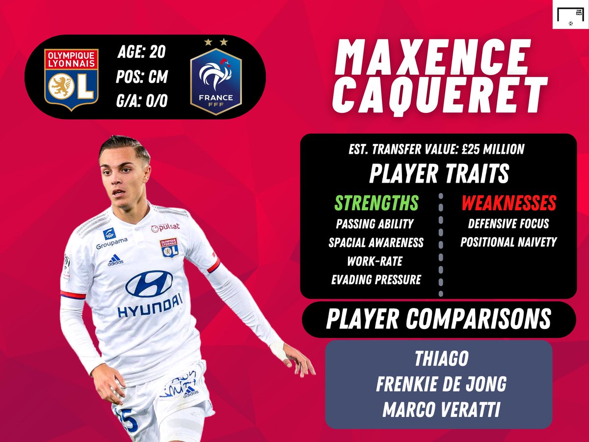 Perhaps the least talked about of Lyon’s midfield triumvirate, Caqueret is arguably the brightest starlet emerging from Lyon's prestigious academy. A pressing machine and passing wizard, the little Frenchman plays way beyond his years.