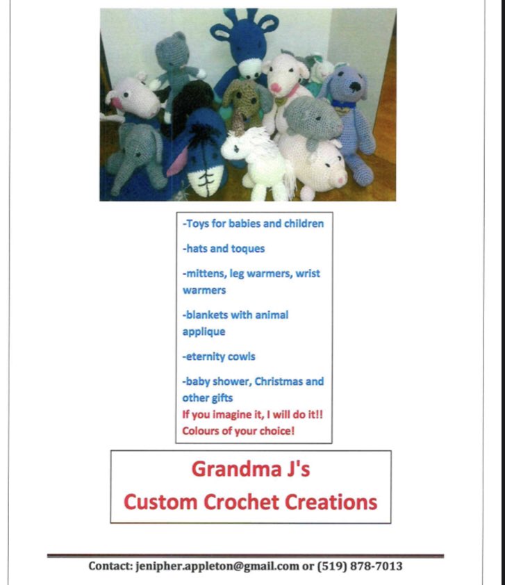 SUPPORTER SPOTLIGHT - You may remember seeing some of these VERY cute creations on our silent auction table in recent years. Contact Grandma J’s Custom Crochet Creations for your next gift for a special little somebody 🥰 #lmmgt #supportlocal #ldnont