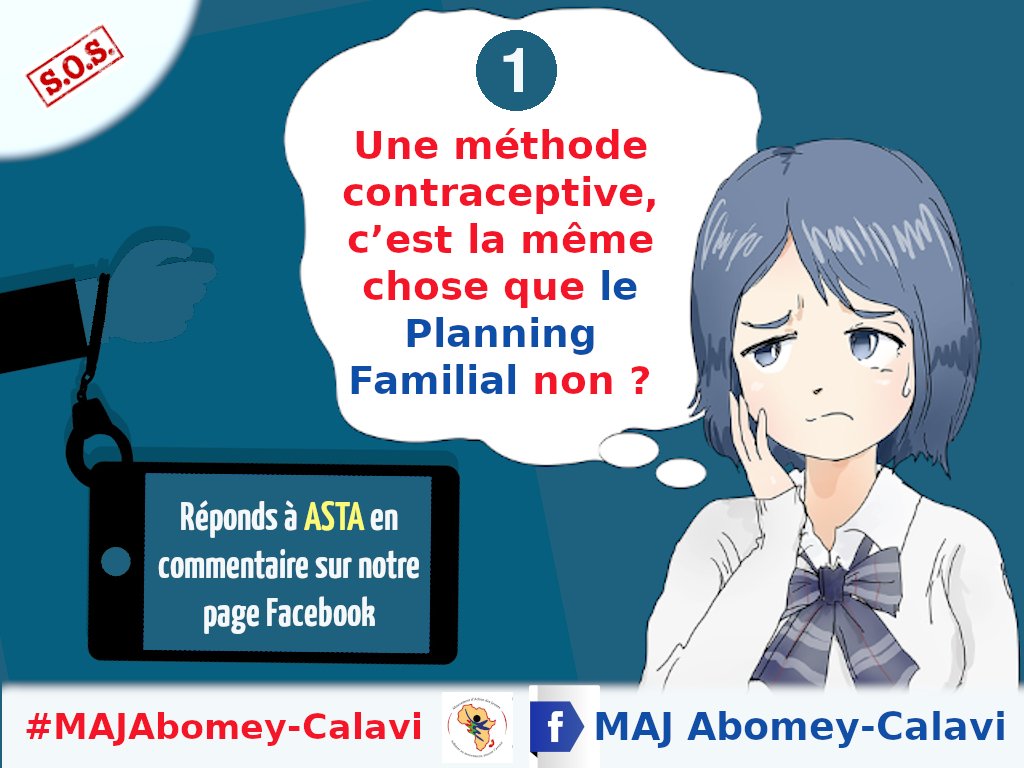 question 1:  une méthode contraceptive, c'est la même chose que le planning non?

facebook.com/16504331019298…

Cc <a href="/MAJBenin/">MAJ Benin</a>