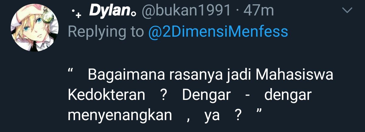 "Hmm..Menarik, mungkin?'' Jawab Kiku ketika ada orang asing yang bertanya kepadanya.

"Karena kita jadi bisa melihat berbagai aspek kehidupan dan sisi-sisi manusia yang jarang terlihat'', lanjutnya.

"Apakah kamu tertarik masuk jurusan kedokteran?'' Tanya Kiku kepada @bukan1991 .