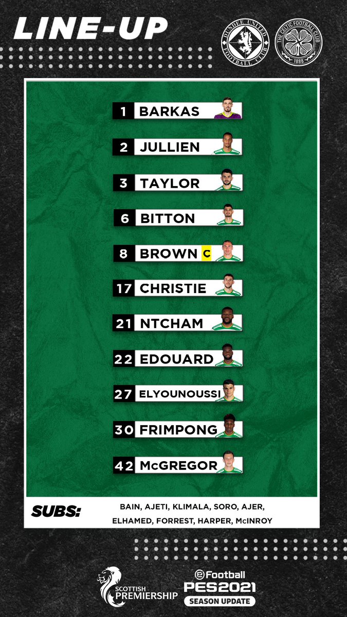 CelticFC's tweet image. 𝑳𝑰𝑵𝑬-𝑼𝑷 ✅

📋 Our team for #DUFCCEL... 👇

Come on the Hoops! 🍀⚪️