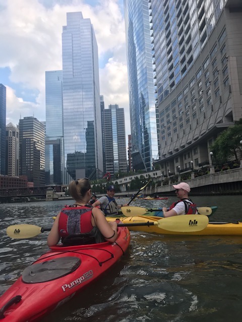 RushNeurology's tweet photo. Rush Neurology does aquatic wellness. Dr. Shoemaker’s wellness family (aka the ShoeCrew) relaxes with some urban kayaking! #rushneuro #neurology #residency https://t.co/BXEZnv22bc