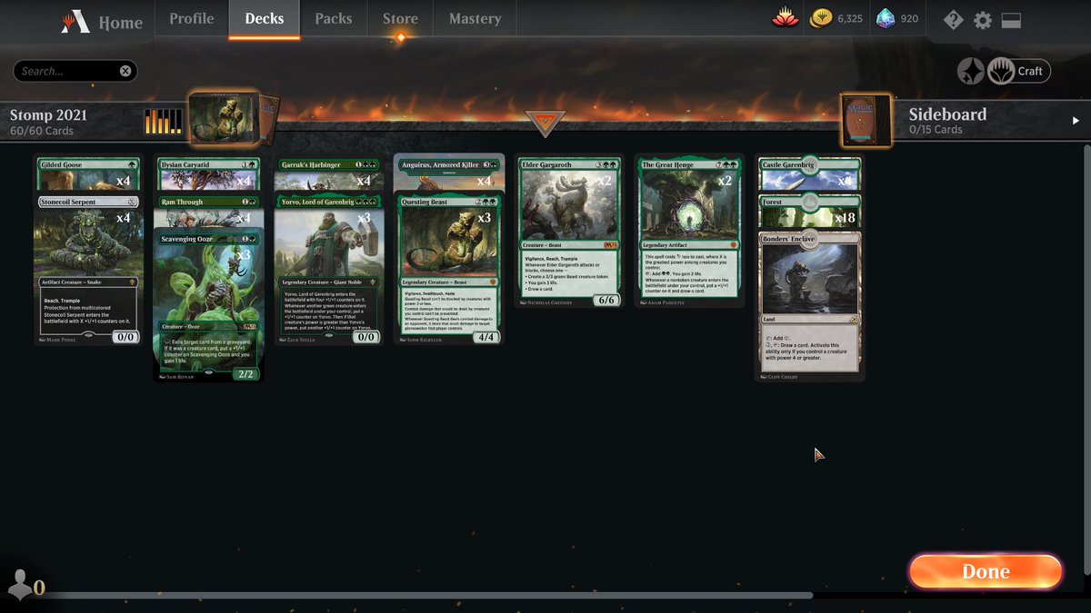 NextTrap's tweet photo. Just hit the 2021 Rankings rankings with Mono Green Ramp Stomp deck @mtgazone https://t.co/oFHf03dj6M