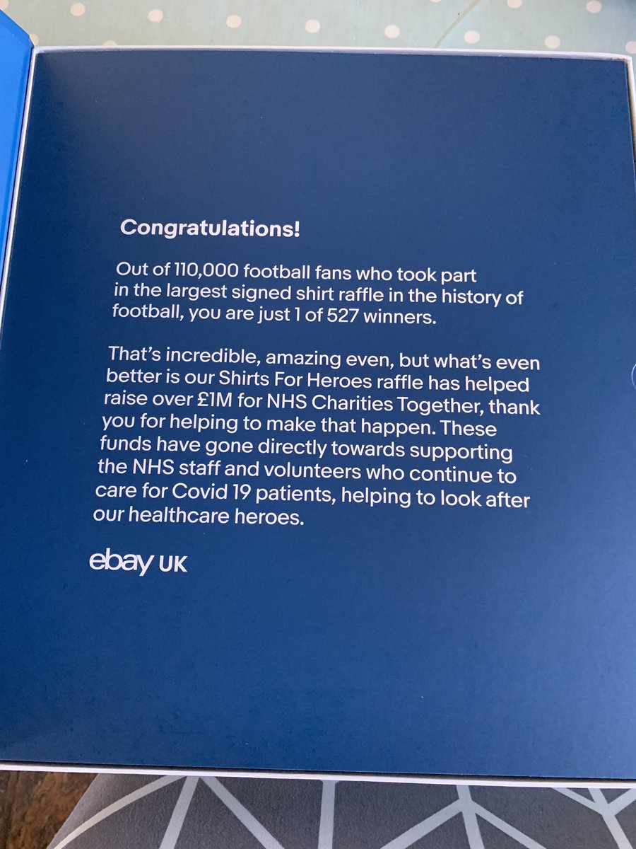 Amazing delivery day 😀 Thanks to @dele_official, @eBay and #shirtsforheroes Luca has received A signed shirt from his hero! Raising over £1 million for the #NHS   #playerstogether thank you!! One happy boy 😀🙌🏻 ⚽️