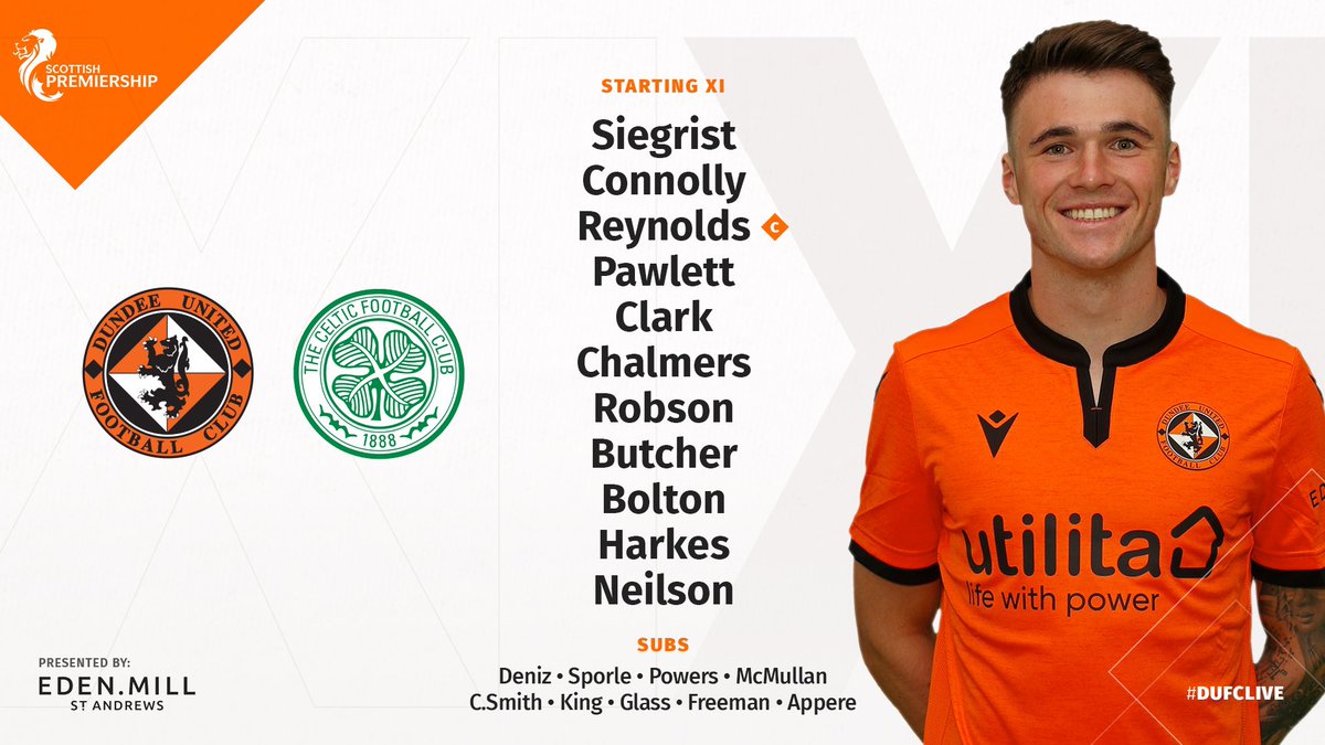 dundeeunitedfc's tweet image. 🆕 TEAM NEWS | Your #DUFC team to face @CelticFC this evening. #DUFCLive
