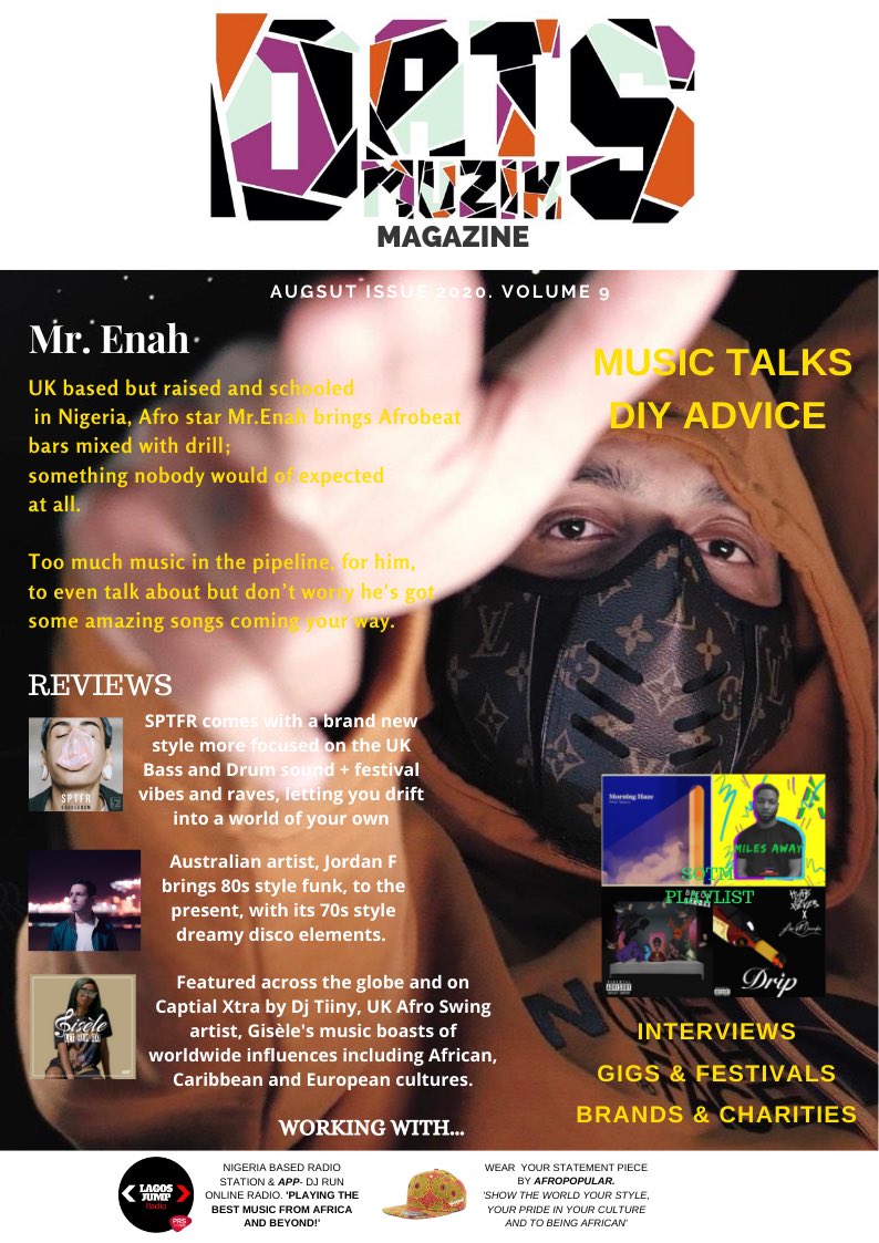 datsmuzik's tweet photo. Dats Muzik #Magazine- August Issue 2020- Volume 9.... OUT IN A FEW HOURS VIA LINK. Check post out for more info- https://t.co/kvWBmdwEk1 Joint article &amp; #musicreview of @jusgisele  @jordan_f_music, SPTFR &amp; @MrEnah_ on front cover &amp; 2 page interview RT #music #afrobeat #housemusic https://t.co/qNwV3Dr20F