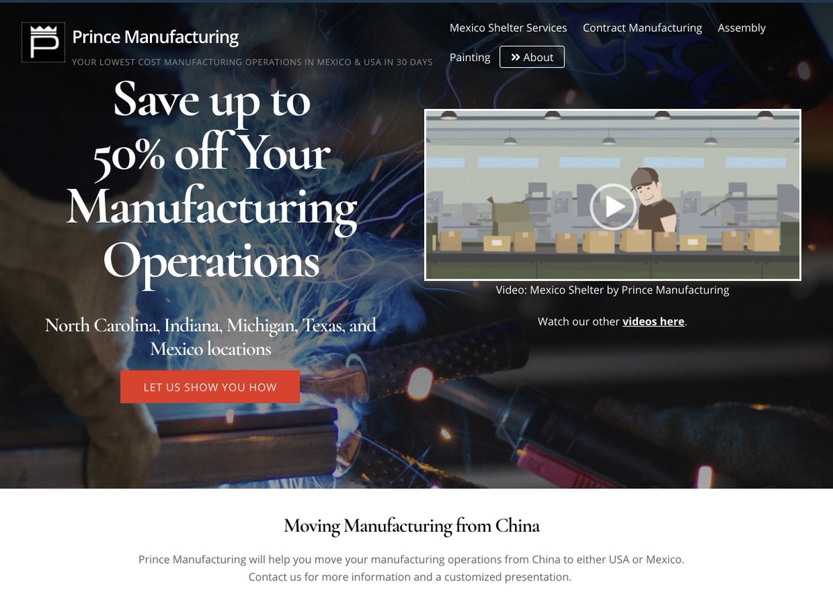 Airtrans website posted news on Prince Manufacturing, so I looked at their website which says"Prince Manufacturing will help you move your manufacturing operations from China to either USA or Mexico"A bit ironic given Erik Prince's work w/FSG in China https://princemanufacturing.com 