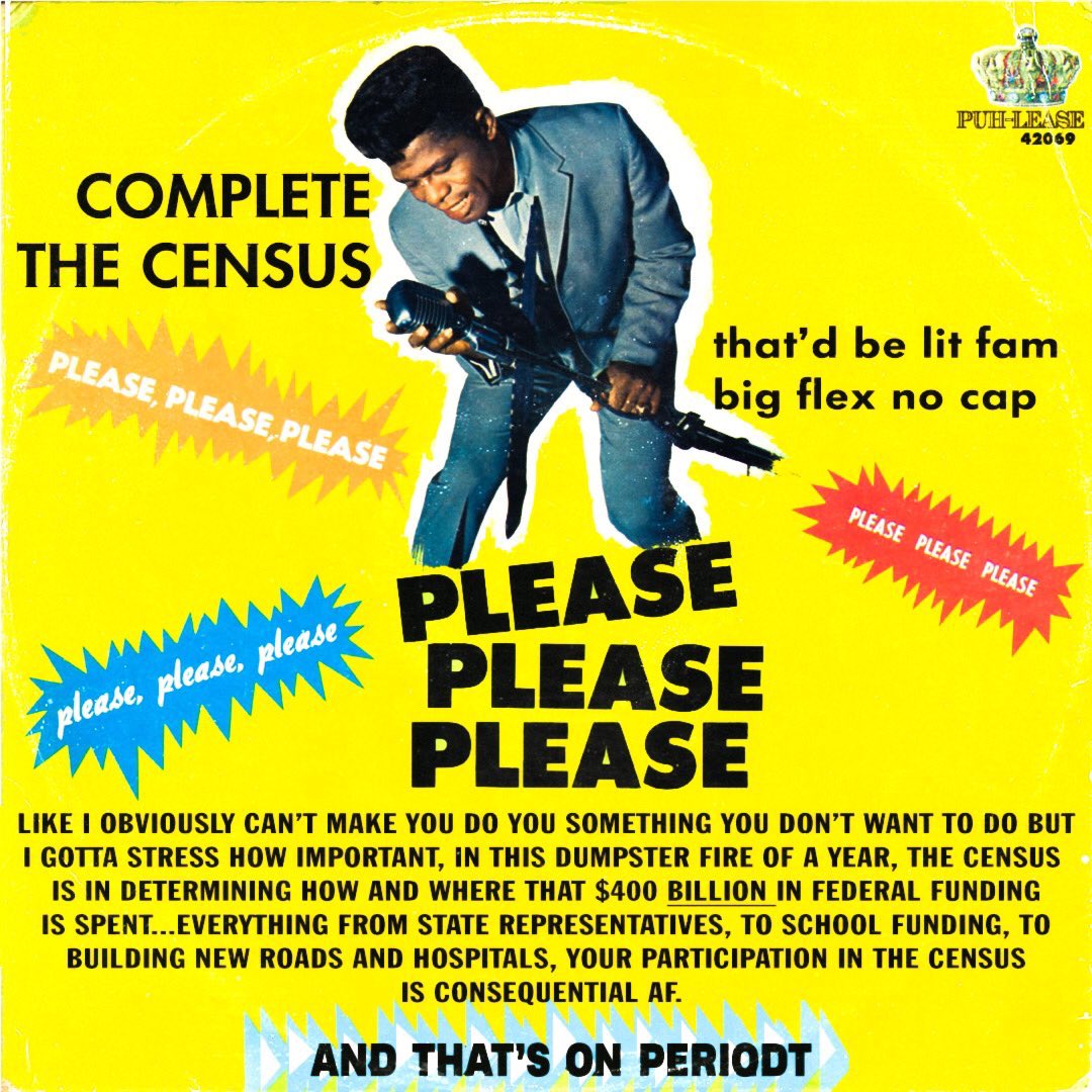 #Please #CompletetheCensus 

#CountitUp2020​’s goal is to set a new standard of #Census awareness and participation with a younger set of under-represented participants that are currently serving as head of household or potentially co-head of household during the 2020 Census​.