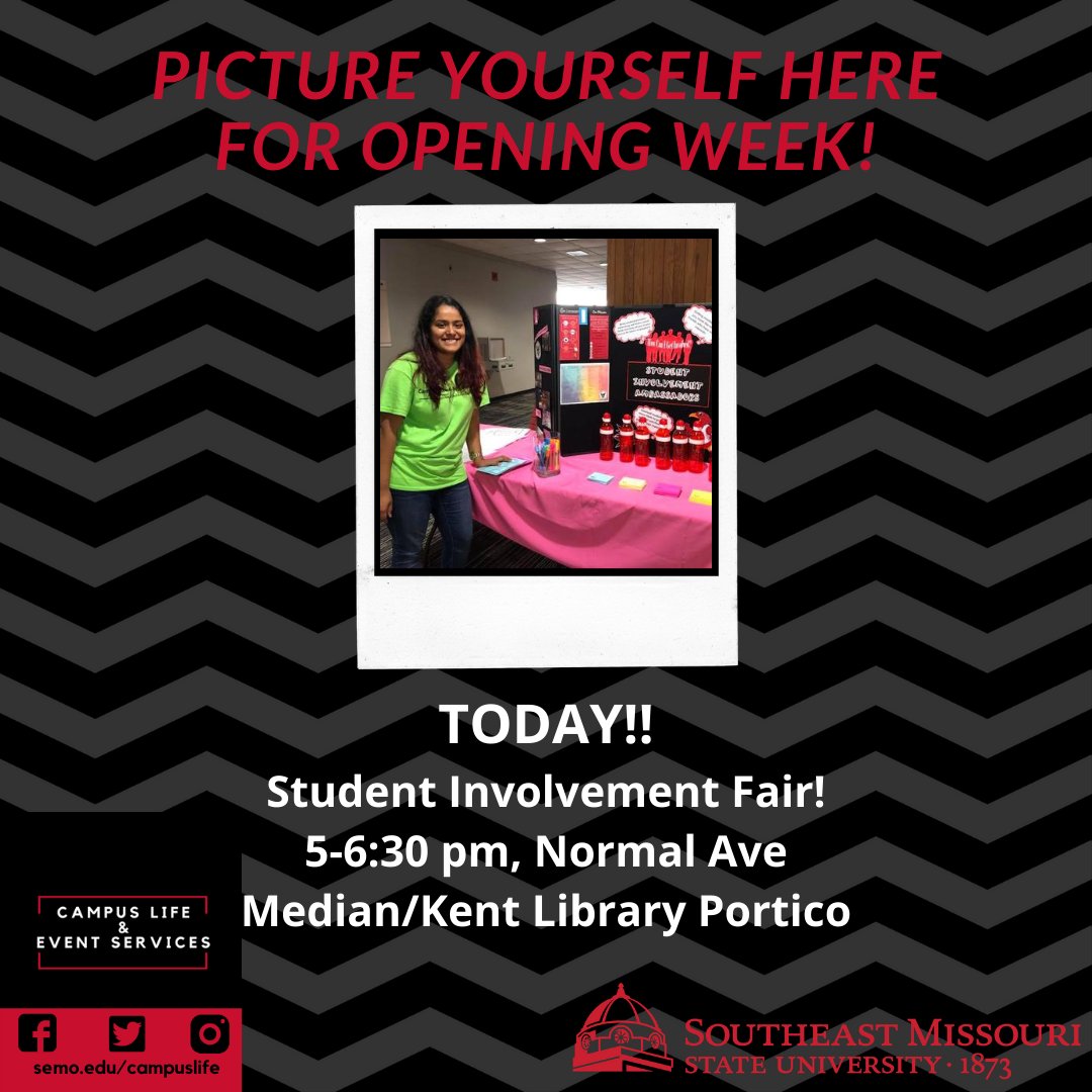 SECampusLife's tweet photo. Get involved on campus by finding the perfect student org for you. Many student organizations will have a booth with info. Don’t miss this opportunity to learn more about life outside the classroom. Don't forget to wear your mask! #ProtectTheNest #SEMOGetInvolved #EngageIn8 https://t.co/3gDpbrlIz2