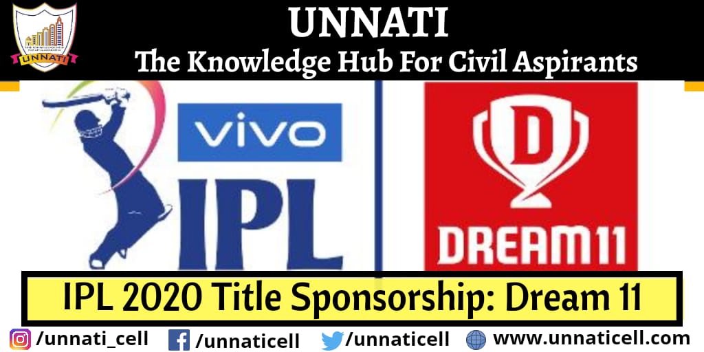 UNNATICELL's tweet photo. IPL 2020 TITLE SPONSORSHIP
 
Dream11 , a fantasy sport platform will be the sponsor of the Indian Premier League (IPL) title rights till the 2022 edition. IPL will be held from September 19 to November 10 in the UAE this year.
Excited? Conscious?
@Jagriti Yadav https://t.co/iVNjxw9FUm
