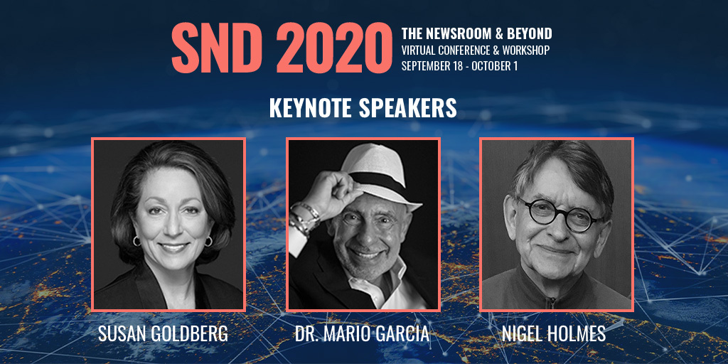 SND's tweet photo. Three giants in the field, as close as your keyboard. #SNDcon2020 #graphicdesign #visualjournalist https://t.co/bw6MDuzQRv https://t.co/RJ22eAI6Xe