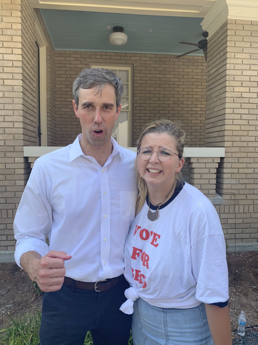 I met  @BetoORourke in Plano last September. I drove all the way there by myself and sat in the heat for hours. I didn’t know what to say, so I mumbled something about being a teacher and he THANKED ME for my service. I cried the whole way home.  #BetoDay  #BetoForever