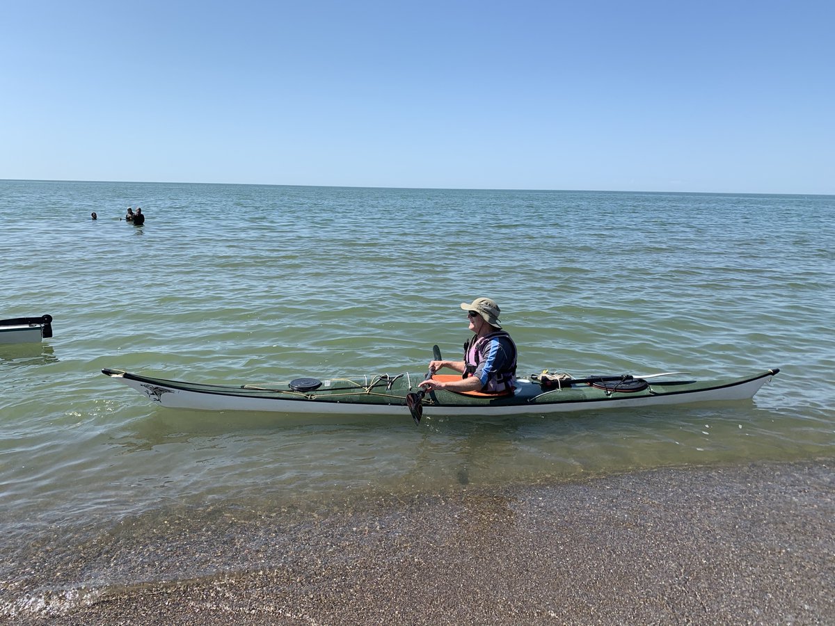 H2OAlliance's tweet photo. After 3 hours and 50 minutes #TeamKayak has finished their 20km! Well done! Now we're just waiting on #TeamSwim. #LakeErieChallenge https://t.co/0N6RT7vdO1