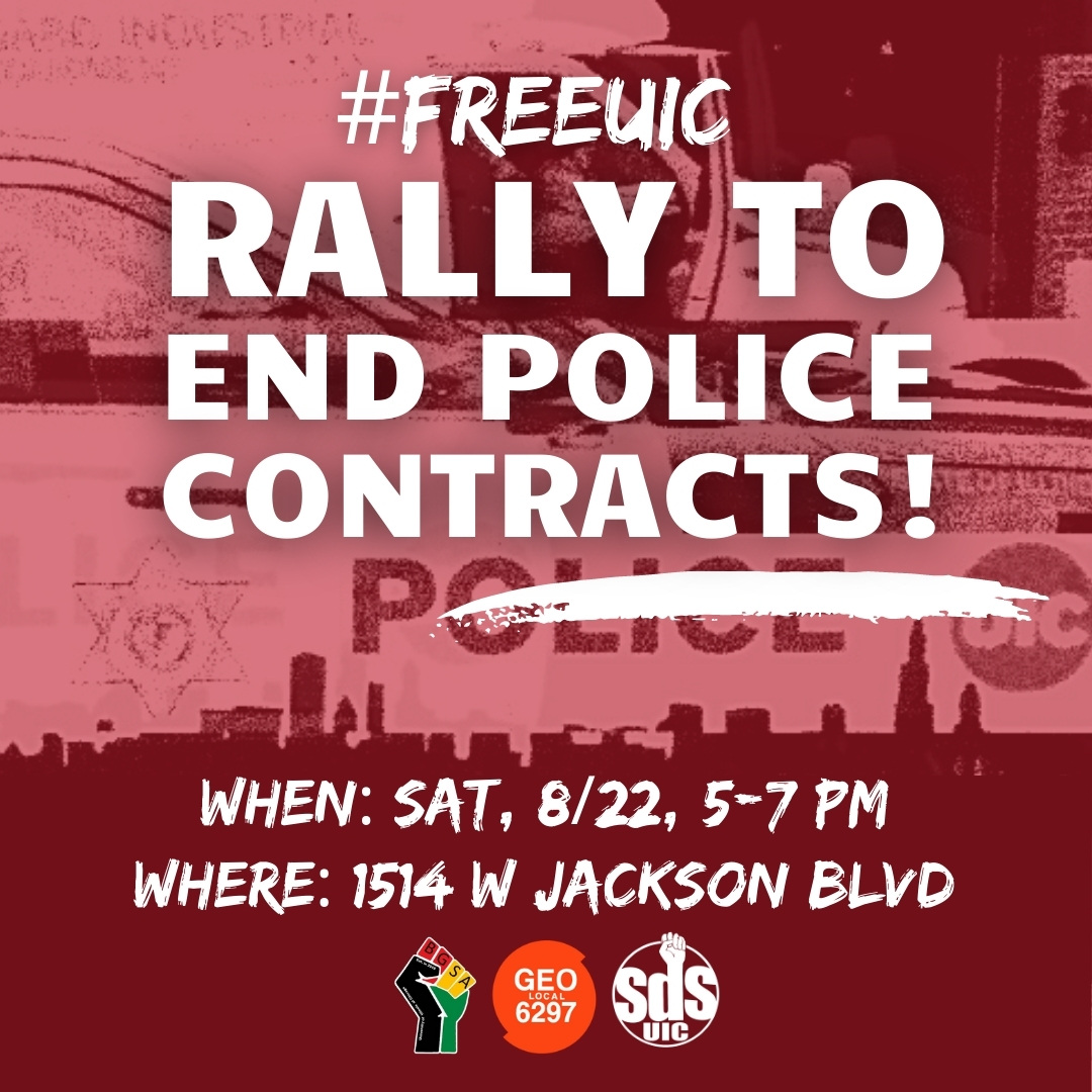sdsatuic's tweet photo. TODAY! Come out to tell the Chancellor that the FOP has GOT TO GO!
Can't make it in person? Check out our #FreeUIC Home Action Kit here: https://t.co/vvz1nkVFJT
#DefundUICPD #CPDOffCampus https://t.co/bFvPJB7Yjr