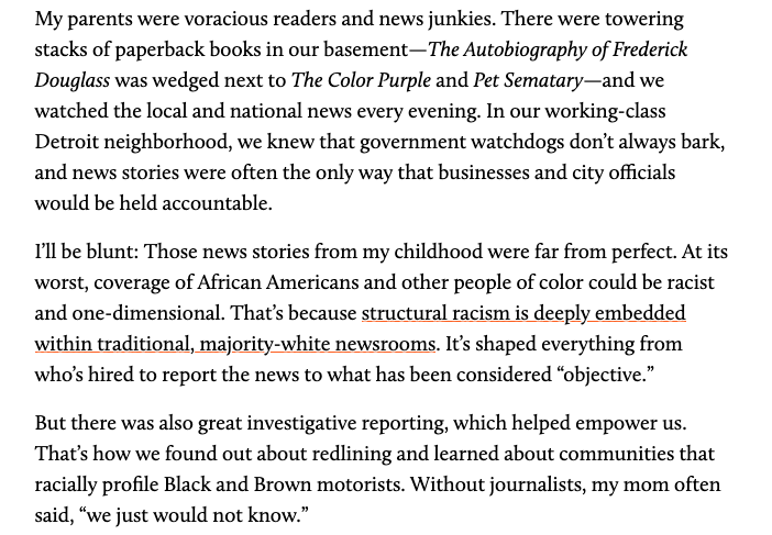 3/ It got me thinking about why I became a reporter and what that means now that I’m the COO. I talked about what it’s like for a Detroit kid, who grew up to be a journalist, to help lead a news organization right now.