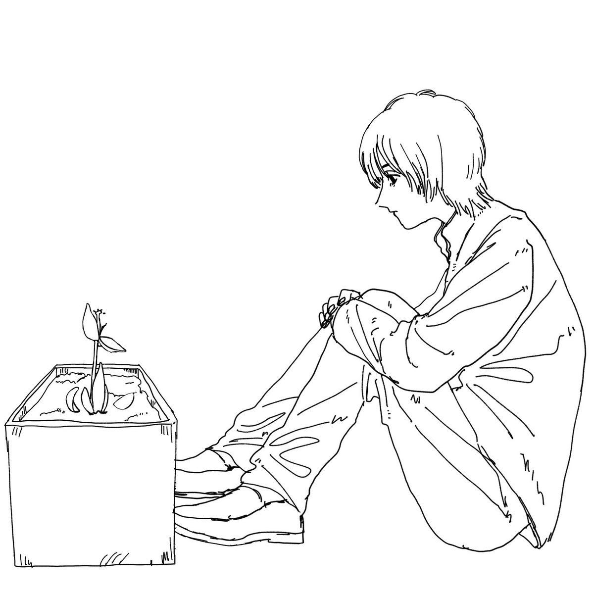 ゑ チューリップ枯れちゃった九條 色塗りは死ぬまでに終えたいな