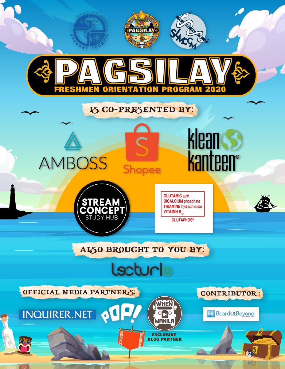 SLCMFOP's tweet photo. It is with great pride and gratitude that we present to you the following sponsors of Pagsilay 2020: The St. Lukeβs Freshmen Orientation Program.
#Pagsilay2020
#SLCMFOP
Pub by Francis Dagatan https://t.co/TZ2uYOSISQ