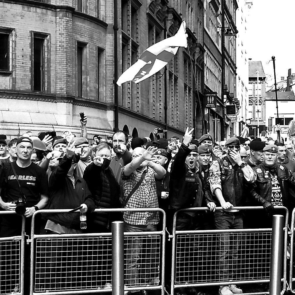 This is the kid-friendly, dignified march by veterans & patriots.Is that a nazi salute (centre)?