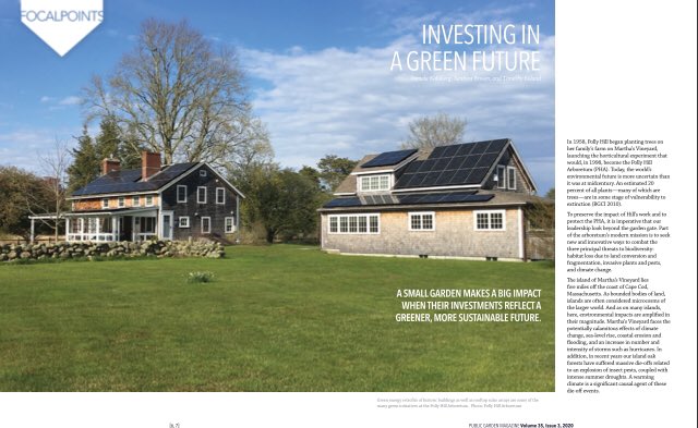 Since 2016 the Polly Hill Arboretum has brought a intentful effort to allign our investment portfolio with green energy initiatives and a complete divestment from fossil fuels. Read the latest article about this journey here: indd.adobe.com/view/c4ff9663-…