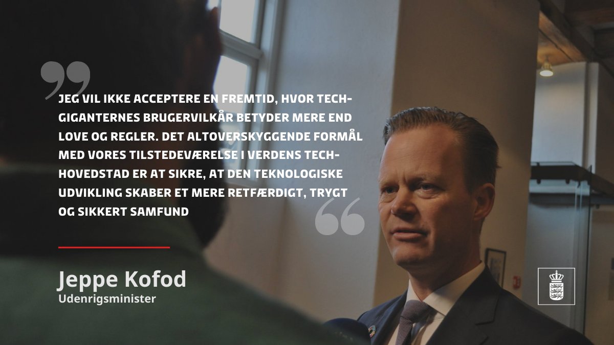 DanishMFA's tweet photo. Ny 🇩🇰 tech-ambassadør i Silicon Valley! 

💬@JeppeKofod: Vi skal sikre, at Danmark former og forandrer den globale digitale fremtid på efter vores værdier og principper og ikke omvendt.

Læs mere her 🔗 https://t.co/yfnNT1xMMt

#techplomacy #dkpol https://t.co/VxuG2FrrFO