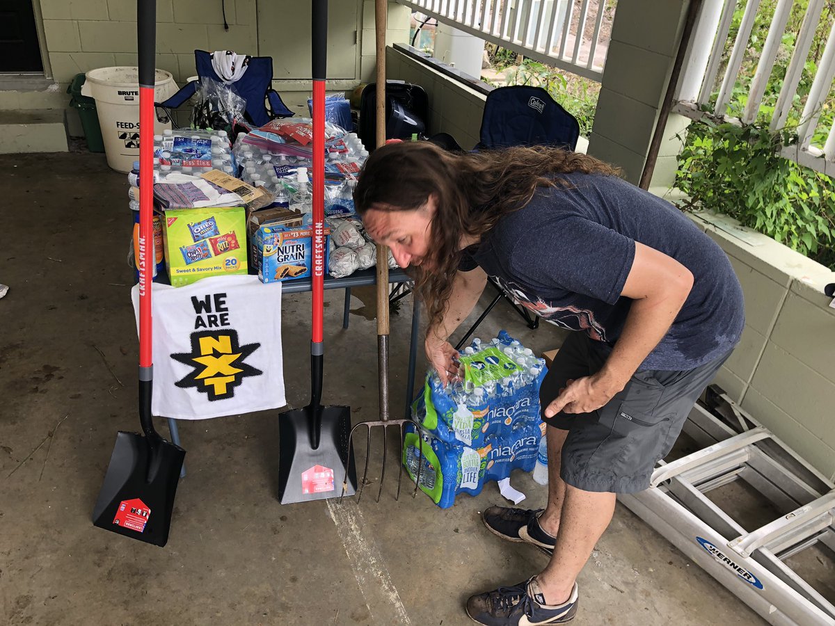NXTUnited's tweet photo. Thank you @TripleH and @WWENXT for providing lunch, shovels, gloves, and other materials to help #WWENXT fan @aepod clean up his neighborhood after it was devastated by an EF-2 🌪🌪🌪

#WEARENXT has never been so real. Thank you @WWE for caring about your fans. https://t.co/KKR8psgUyn