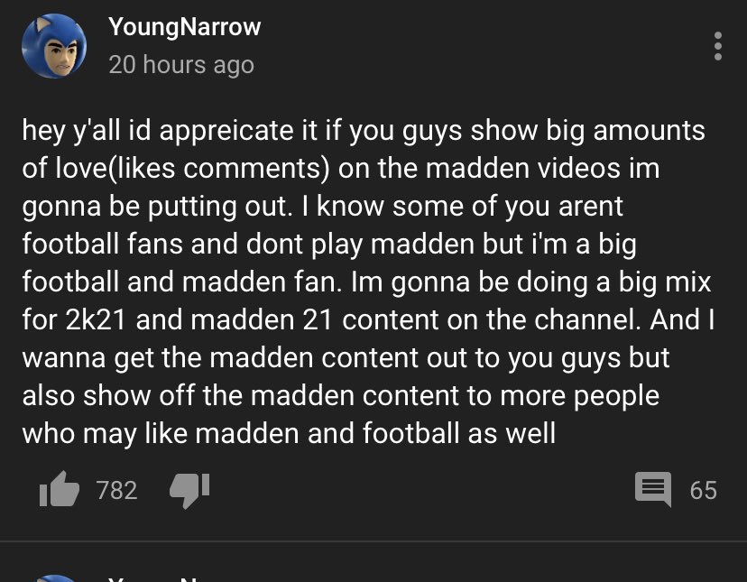 NarrowReport's tweet image. Forgot to post this earlier, but this is a message from @NarrowGaming to the community. I know a lot of people don’t see these, it’s the community tab on his YouTube channel. If you go there he has polls and you can help decide video ideas, titles, or just get updates from him.