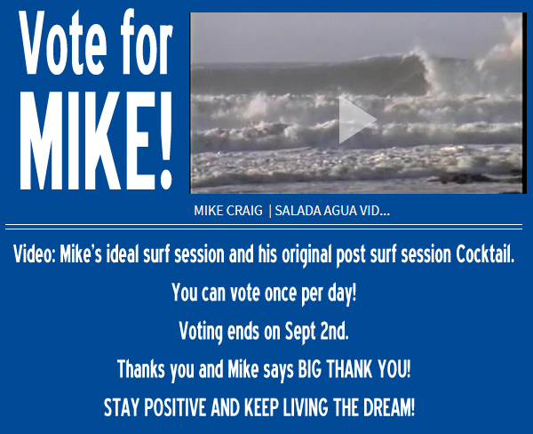 GelbMusic's tweet photo. Surfs Up! Vote for Mike Craig from Gelb. 

Mike entered a video contest and needs your vote for a chance to win a trip to Kelly Slater's Wave Pool and surf with the legend Gerry Lopez. Let's help Mike do it.  You can vote once per day (ends Sept 2nd) - https://t.co/ERLi3wnMRW https://t.co/T49kaYNqbt